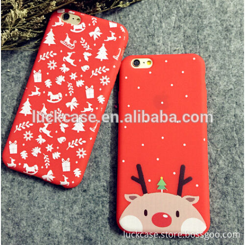 2016 New Product Red Cute Christmas Elk Mobile Phone Case for iphone 6s/7s